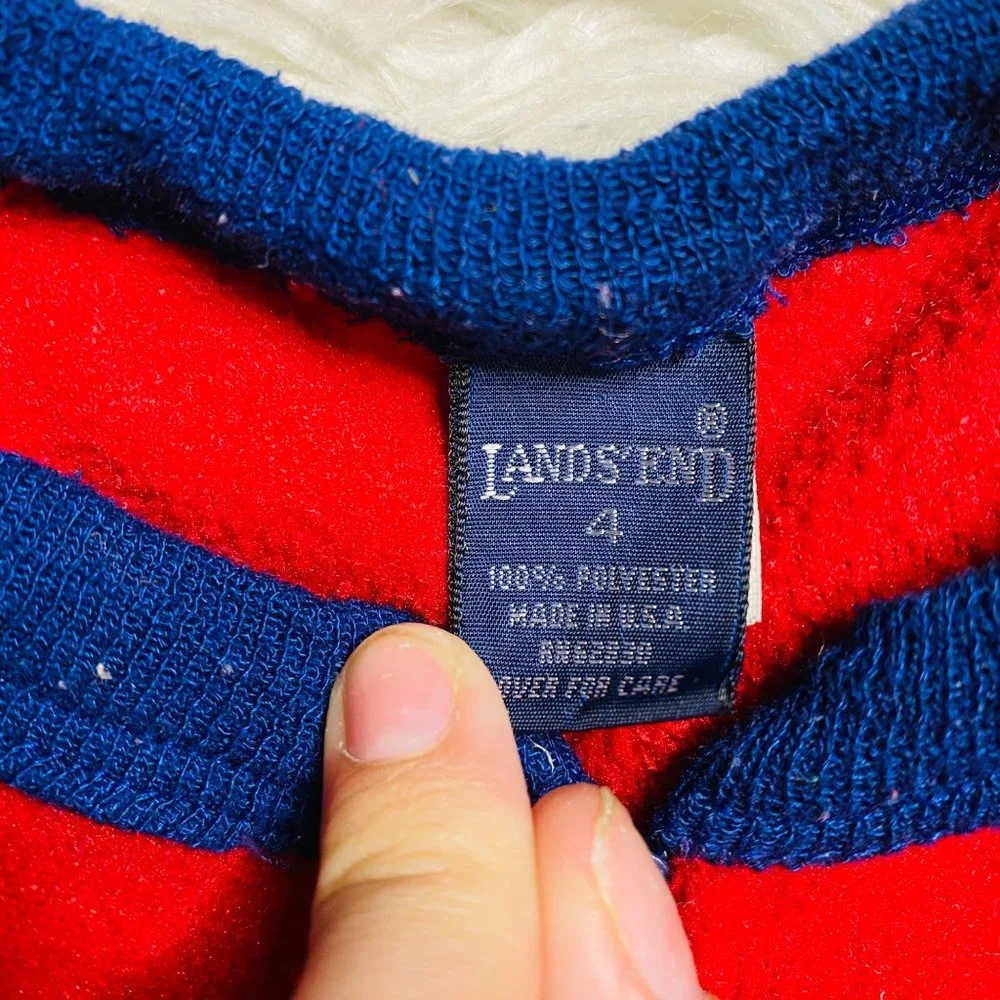 Lands' End Full Zip One Piece Suit Red Sleepwear Baby Size 4‎